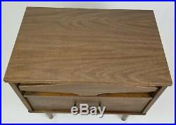 Mid Century Modern Nightstand End Table Two Drawer Dovetail Retro Vintage
