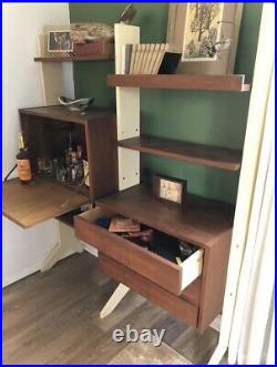 Mid Century Modern Room Divider Wall Unit Desk Cabinet Walnut Vintage