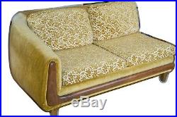Mid Century Two Piece Sectional Floral Yellow / Chartreuse / Gold Vintage Sofa
