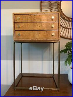 Milo Baughman Vtg Mid Century Modern Burl Jewelry Chest Cabinet Credenza Dresser