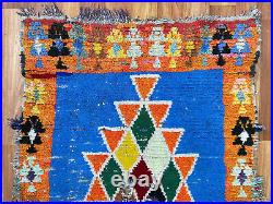 Moroccan antique CARPET vintage area rug hand-made Berber rug hallway 3x7ft