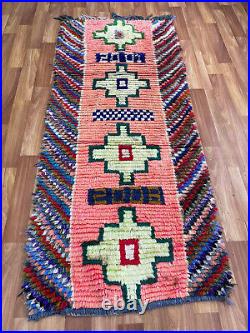 Moroccan antique CARPET vintage area rug hand-made hallway art rug 3x8 ft