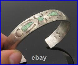 NAVAJO ZUNI 925 Silver Vintage Antique Inlaid Turquoise Cuff Bracelet BT8172