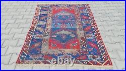 Navy Antique Rug, Anatolian rug, Bohemian rug, wool red rug, Tribal rugi nomadic