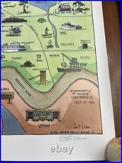 New Orleans Westbank Poster 1988 Signed 94/400 Opening GNO II Bridge Great Place