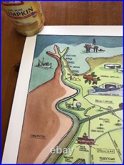 New Orleans Westbank Poster 1988 Signed 94/400 Opening GNO II Bridge Great Place