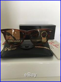 New Vintage B&L Ray Ban Wayfarer II W2054 Mock Tortoise 54mm Chromax Sunglasses
