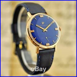 ORIGINAL GIRARD PERREGAUX 18K SOLID GOLD With BLUE DIAL MANUAL WIND GENTS WATCH