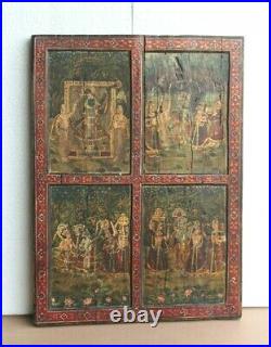 Old Vintage Paintings on Teak Wood Antique Home Decor Rare Collectible Art BO-07