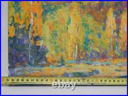 Original Antique Autumn Landscape Oil Painting Vintage Soviet Ukrainian Art 60s