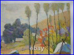Original Antique Oil Painting Landscape Meadow Vintage Soviet Impressionism Art