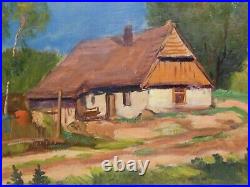 Original Antique Oil Painting on canvas Rural Landscape Russian Art 1900s Signed