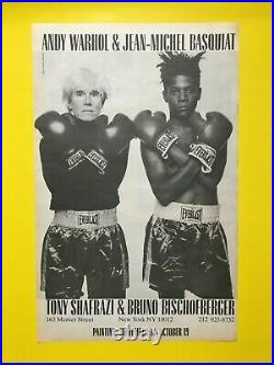Original Basquiat Warhol 1985 Gallery Opening Advertisment Vintage Poster Boxing