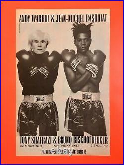 Original Basquiat Warhol 1985 Gallery Opening Advertisment Vintage Poster Boxing