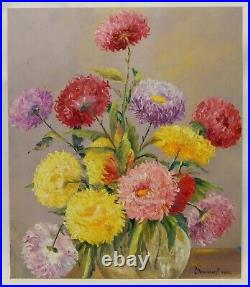 Original Flower Oil Painting Floral Still Life Vintage Antique Soviet Art Signed