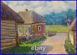 Original Landscape Oil Painting Vintage Antique Soviet Ukrainian Art Signed 1972