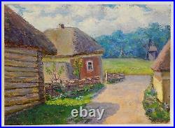 Original Landscape Oil Painting Vintage Antique Soviet Ukrainian Art Signed 1972