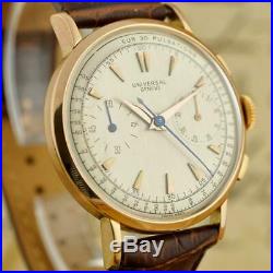 Original Large Universal Medical Chronograph 18k Solid Gold Vintage Gents Watch
