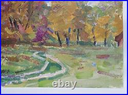 Original Oil Painting Autumn Landscape Vintage Soviet Impressionism Art Signed