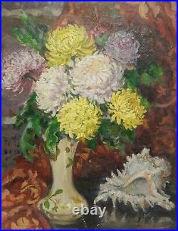 Original Oil Painting Floral Still Life Vintage Signed Antique Soviet Art 1960s
