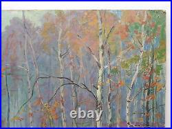 Original Oil Painting Forest Landscape Vintage Antique Soviet Art Signed 1978