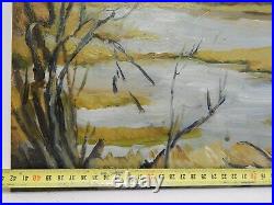 Original Oil Painting Landscape Early Spring Vintage Antique Soviet Art Signed