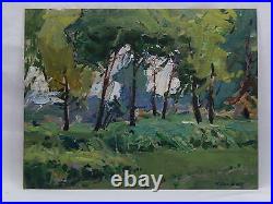 Original Oil Painting Landscape Meadow Vintage Antique Soviet Art by M. Voloshin