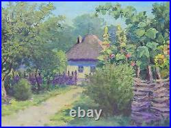 Original Oil Painting Rural Landscape Vintage Antique Soviet Art Signed 1965