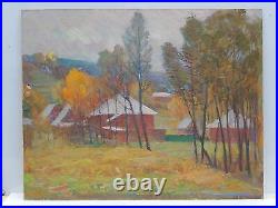 Original Oil Painting Rural Landscape Vintage Antique Soviet Ukrainian Art