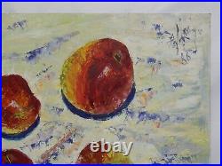 Original Oil Painting Still Life with Apples Vintage Antique Soviet Art Signed