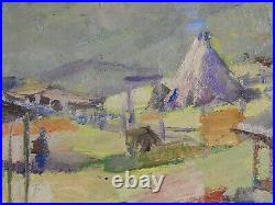 Original Oil Painting on canvas Rural Landscape Vintage Antique Art Signed 1917