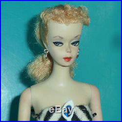 Original Vintage 1959 #2 Ponytail Barbie W Tm Stand From #1 Two-pronged Stand