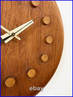 Original Vintage George Nelson Fritz Hansen Teak Wall Clock Mid Century Modern