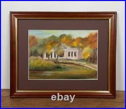 Original oil painting, Landscape, Old house, Matted, Framed