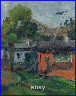 Original oil painting, Ukrainian artist Tronov, Walking, Cityscape, Old House