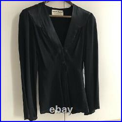 Ossie Clark Rare Vintage Black Crepe & Satin Trouser Suit Size 12. 1969 to 1970