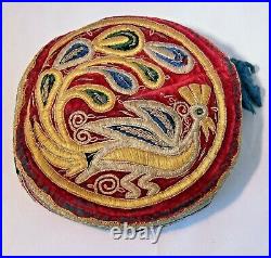 Ottoman Islamic Antique Vintage Gold Thread Embroidered Velvet Hat