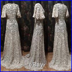 Outstanding Fine Irish Crochet Wedding or Ball Gown with Train, Early 1900's