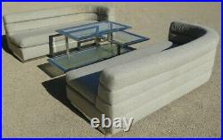 PAIR Vintage Post Mid-Century Modern Rounded Couches Gray Cloth Chrome Base