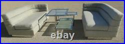 PAIR Vintage Post Mid-Century Modern Rounded Couches Gray Cloth Chrome Base