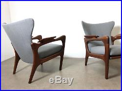 Pair Adrian Pearsall Wingback Lounge Chairs Restored Vintage Mid Century Modern