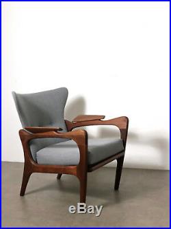 Pair Adrian Pearsall Wingback Lounge Chairs Restored Vintage Mid Century Modern