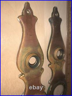 Pair Antique/Vintage Brass Door Plates, Backplates, Escutcheon, Knob, Back Plate