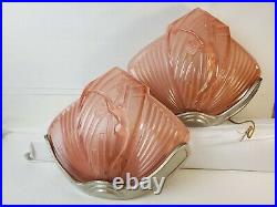 Pair Art Deco Vintage Clam Shell Theater Light Sconce NESDAM Naked Lady Design