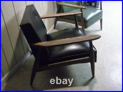 Pair Vintage Mid-Century Danish Modern Walnut Lounge Chairs