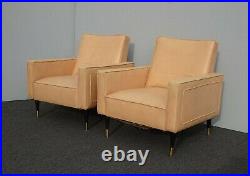 Pair Vintage Mid Century Modern Coral Accent Chairs
