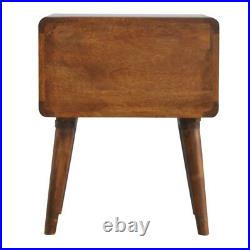 Pair of Mid Century Deco Curved Edge Bedside Side Tables Dark Wood FREE DELIVERY