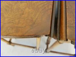 Pair of Vintage BAKER FURNITURE Petite Drop Leaf Gateleg Burled Walnut Tables