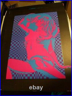 Passionate Love 1971 Vintage Blacklight Nos Poster Blue & Pink -nice