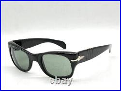 Persol 6201 Sunglasses Vintage Ratti Italy Green Lens Black 1960s